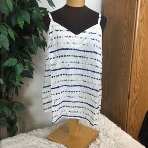 Sonoma 2X Goods for Life cream with blue dye effect cami with crochet tr…